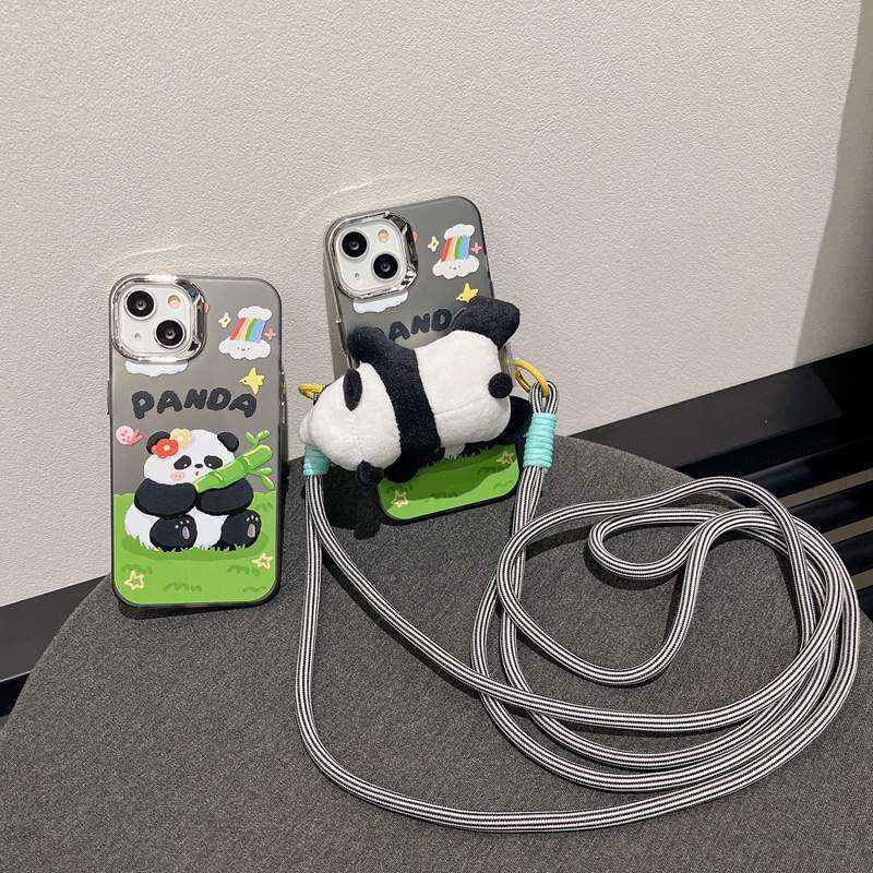 iPhoneスマホケース｜ストラップ＆クリップ付き・肩掛けスマホケース・可愛いパンダ・ショルダースタイル|undefined