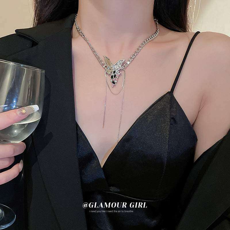ネックレス|女性・ファッション・万能・ライトラグジュアリー・ミニチュア・クール・人工ダイアモンド・蝶々・タッセル|undefined