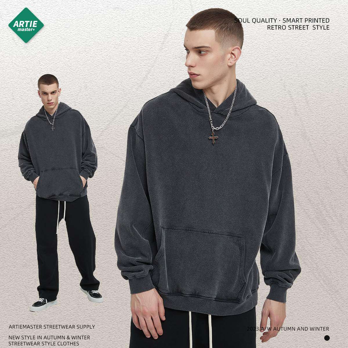 パーカー｜秋冬・レトロ・新商品・ウォッシュ加工・フード付き・ゆったり|undefined