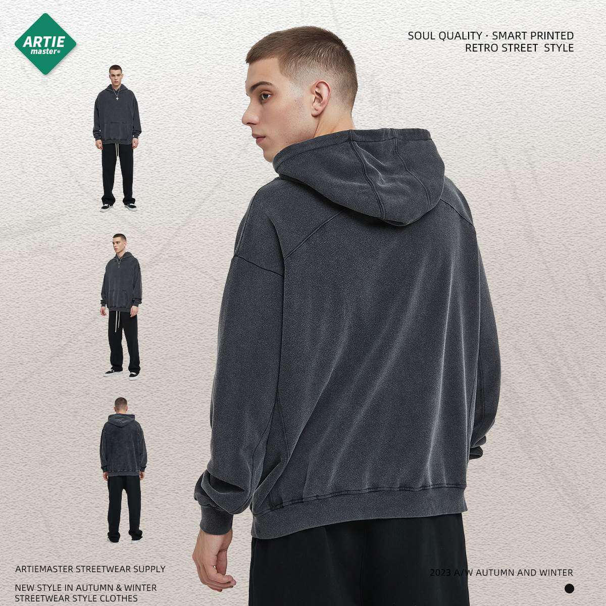 パーカー｜秋冬・レトロ・新商品・ウォッシュ加工・フード付き・ゆったり|undefined