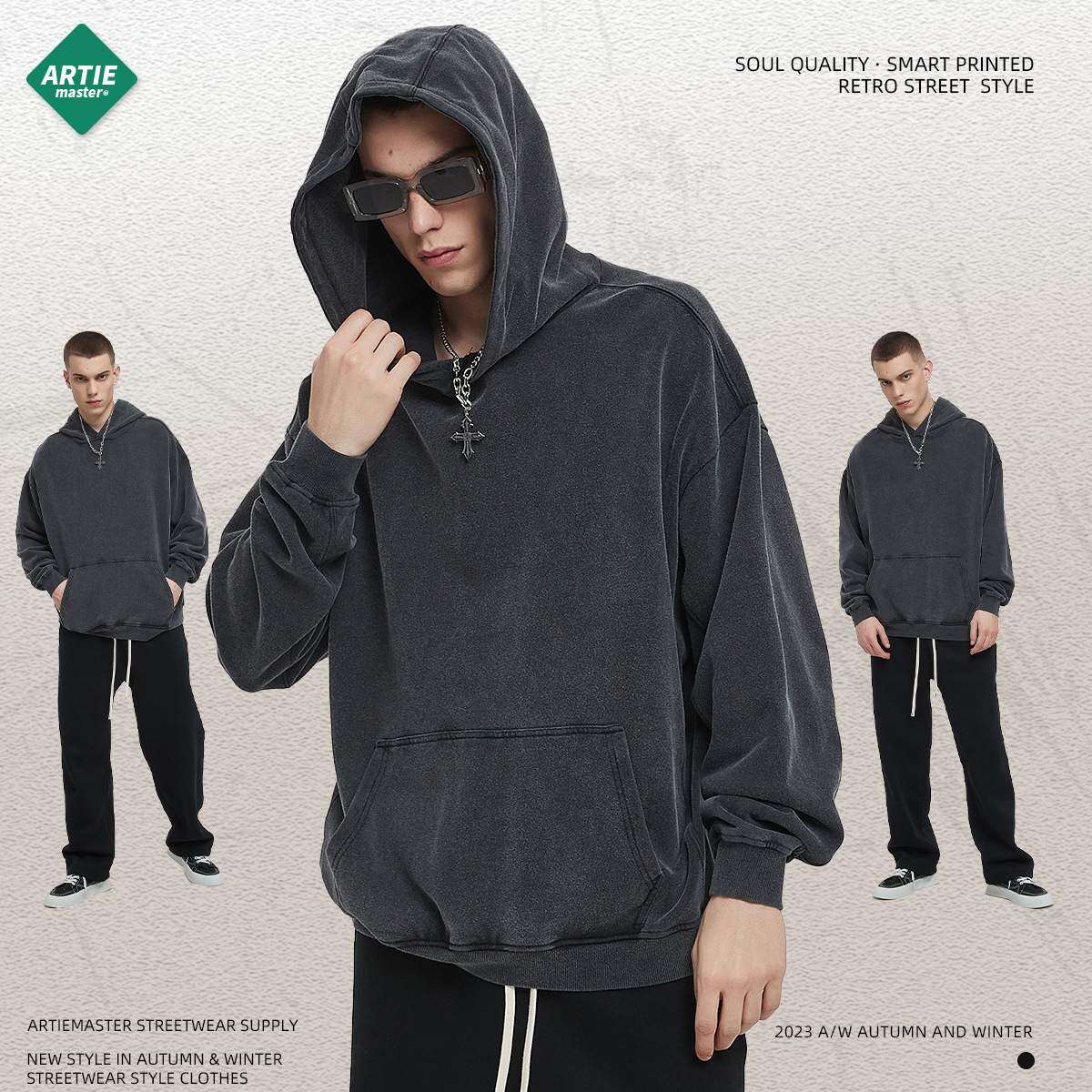 パーカー｜秋冬・レトロ・新商品・ウォッシュ加工・フード付き・ゆったり|undefined