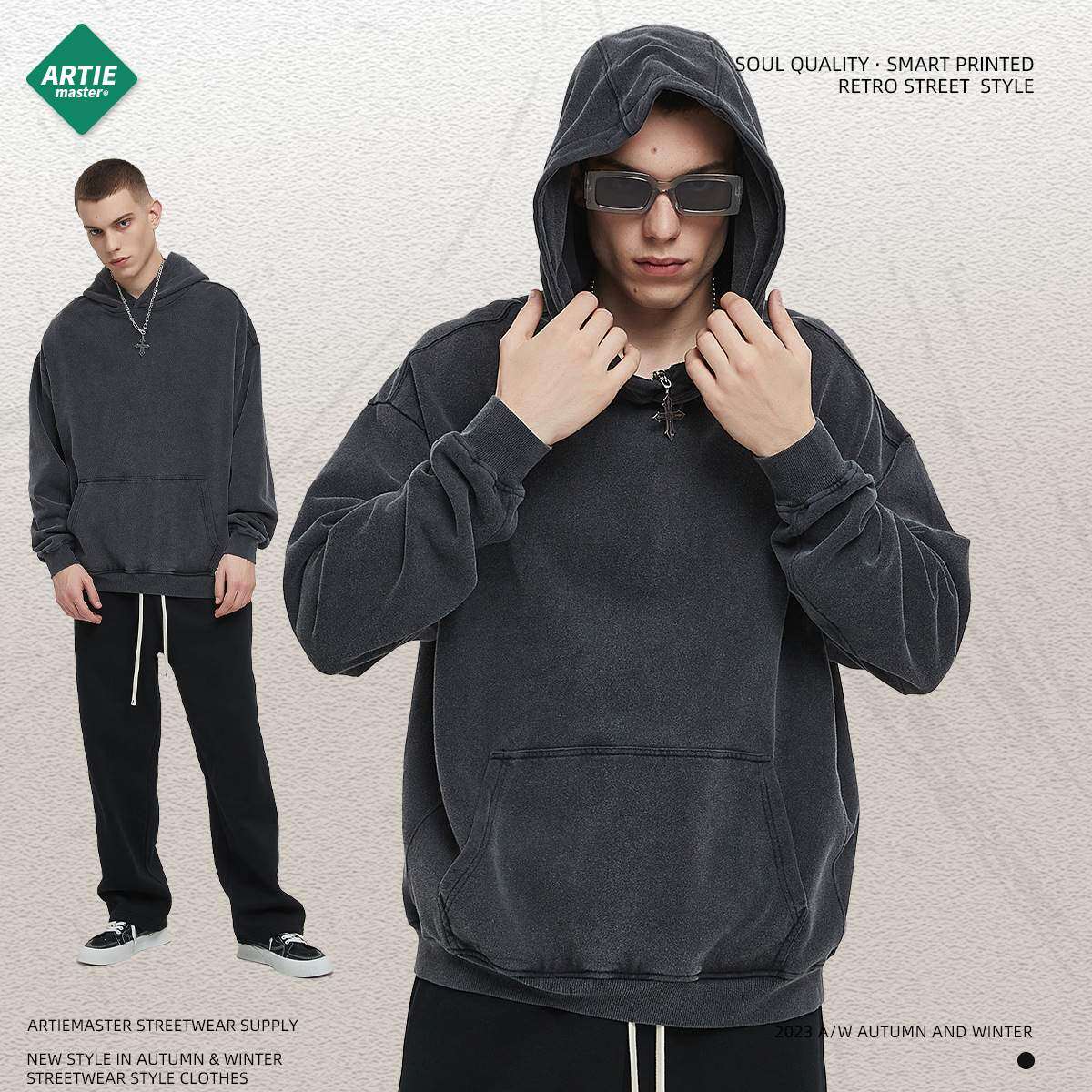 パーカー｜秋冬・レトロ・新商品・ウォッシュ加工・フード付き・ゆったり|undefined