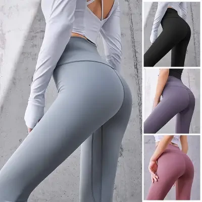 パンツ・女性・フィットネス・ランニング・ヨガ・速乾・ヒップアップ・アメリカスタイル・ノーマーク・ヌード感・もも・長め・タイト
