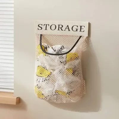 ネットポケット｜キッチンゴミ袋収納・家庭用・壁掛け・大容量・収納袋・プラスチック袋