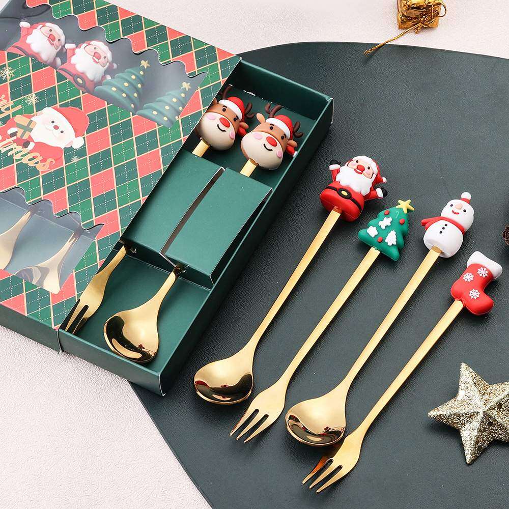 クリスマススプーンフォークセット｜ステンレス・クリスマスキャラクター・おしゃれ・かわいい|undefined