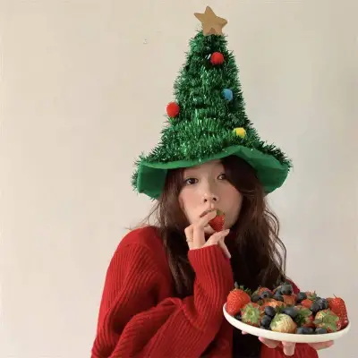 クリスマスツリー帽子｜パーティー用・写真撮影道具・仮装・自撮り・クリエイティブ