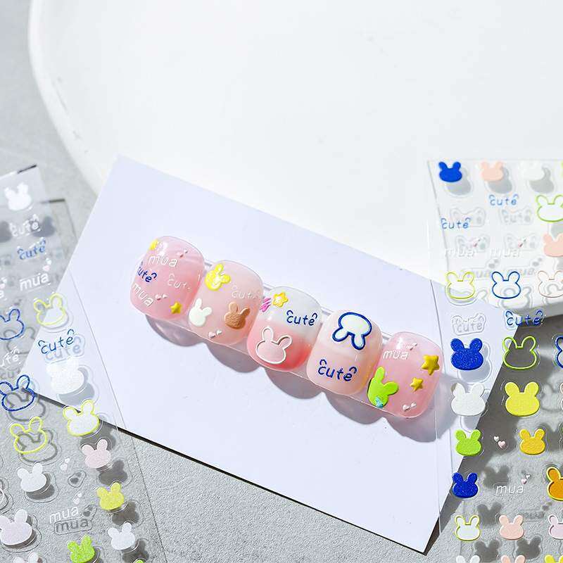 ステッカー・ネイル・ネイルアート・風・新技術・かわいいウサギ・TS-1268・TENSOR・薄くて丈夫な・シール|undefined