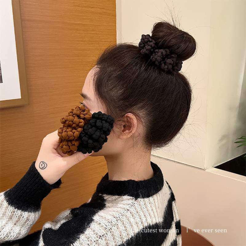 「バタフライ型ポップコーン」形編み風ヘアゴム6個セット｜秋冬・太め・韓国風・ボリューム・髪に優しい・ポニーテール|undefined