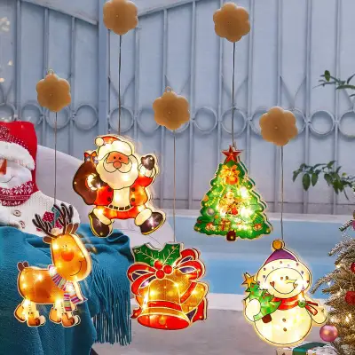 クリスマスウィンドウデコレーション｜LED吸盤ライト・クリスマス窓シール・飾り・お祭り・カラフルライト