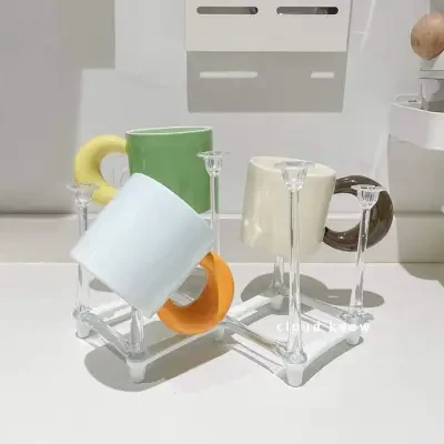 motto アクリル製伸縮式コップ水切りラック25×18cm｜透明・マルチ機能・まな板やフラ置き