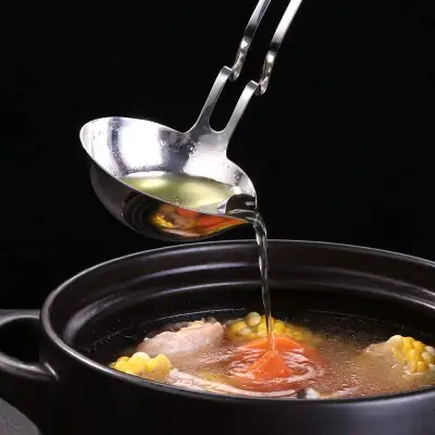 油とスープ分離スプーン｜316ステンレス・長い柄のスプーン・家庭用・スープ・スープスプーン・キッチングッズ