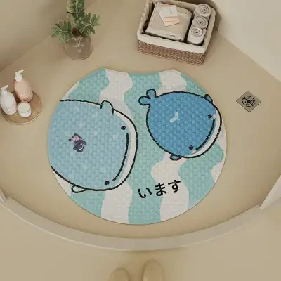 浴室用マット ｜ 可愛いクジラ・丸型浴槽滑り止めマット・子供用・転倒防止・マッサージマット