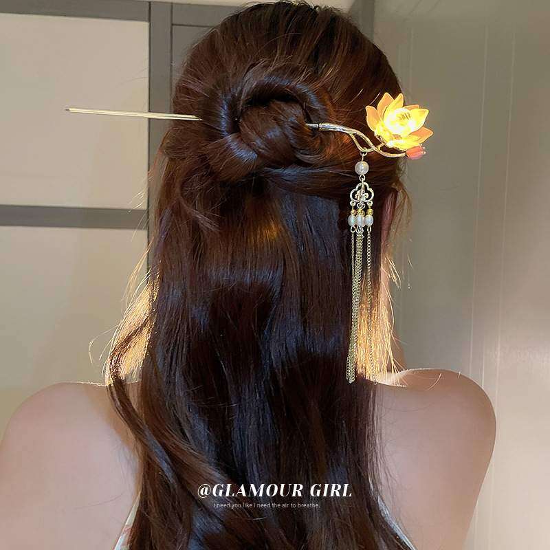 かんざし・個性的・ファッション・国風・蓮の花の真珠・チェーン・タッセル・ヘアアクセサリー|undefined
