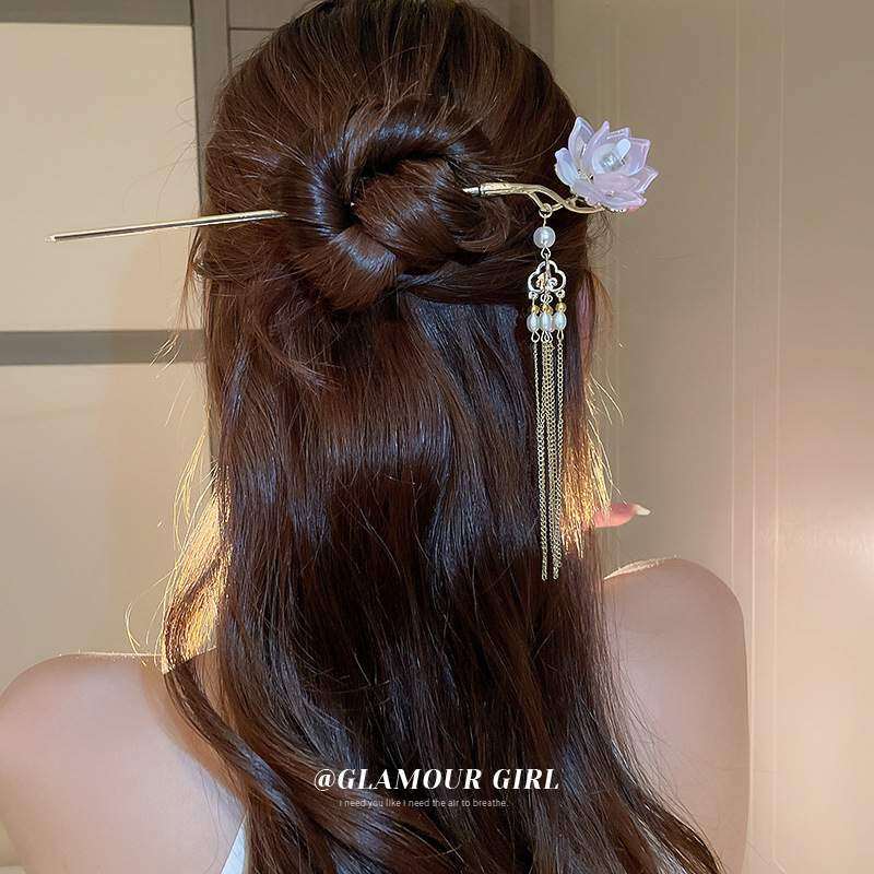 かんざし・個性的・ファッション・国風・蓮の花の真珠・チェーン・タッセル・ヘアアクセサリー|undefined