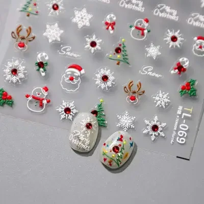 TENSOR NAIL シール・ネイル・ネイルアート・カートゥーン・新技術・立体・バックグルー・クリスマスツリー・鉄素・浮彫り・TL-069