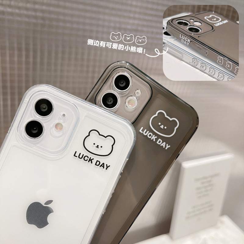 「iPhone多機種対応」Lucky Day クマ シンプルなデザイン｜全面保護・柔らかい・ソフト・耐衝撃性|undefined