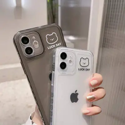 「iPhone多機種対応」Lucky Day クマ シンプルなデザイン｜全面保護・柔らかい・ソフト・耐衝撃性