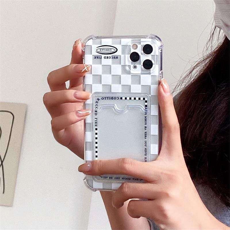 iPhoneスマホケース｜カードホルダー付き・チェック柄・ソフトケース・耐衝撃性良い|undefined