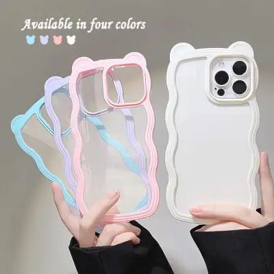 「iPhone多機種対応」波型 猫の耳 ｜ 透明・シリコン製・ソフト・スマホケース・バンパー・耐衝撃
