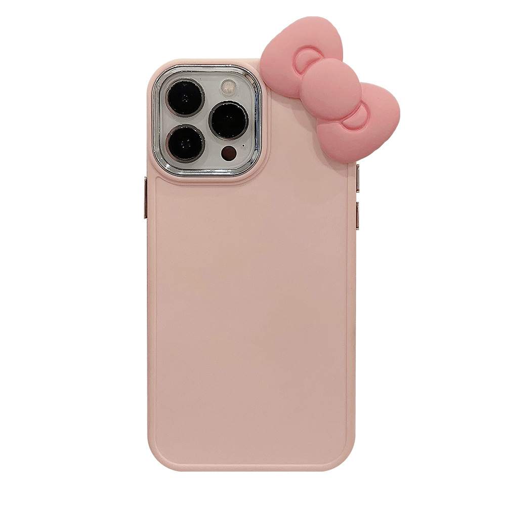 「iPhone多機種対応」  かわいいピンクの蝶結び 立体デザイン｜シリコン製・ソフト|undefined