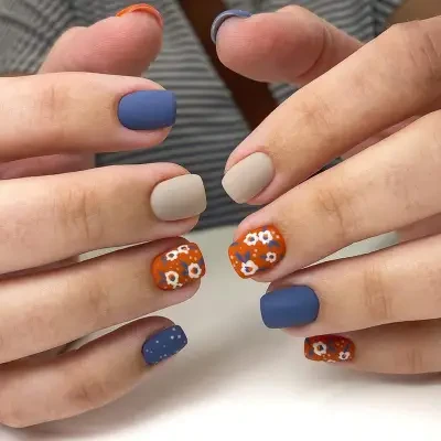 フェイクネイル・ホワイトニング・アメリカスタイル・ins・ファッション・配色・完成品・ヨーロッパスクエア・小花