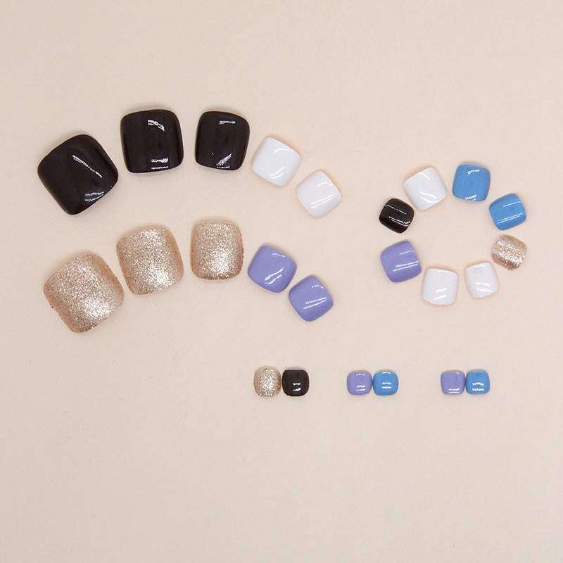 フェイクネイル・足の甲羅・ネイルアート・nails・足款・ゴールド・青・白・パウダー・クールブラック・多色・無地|undefined