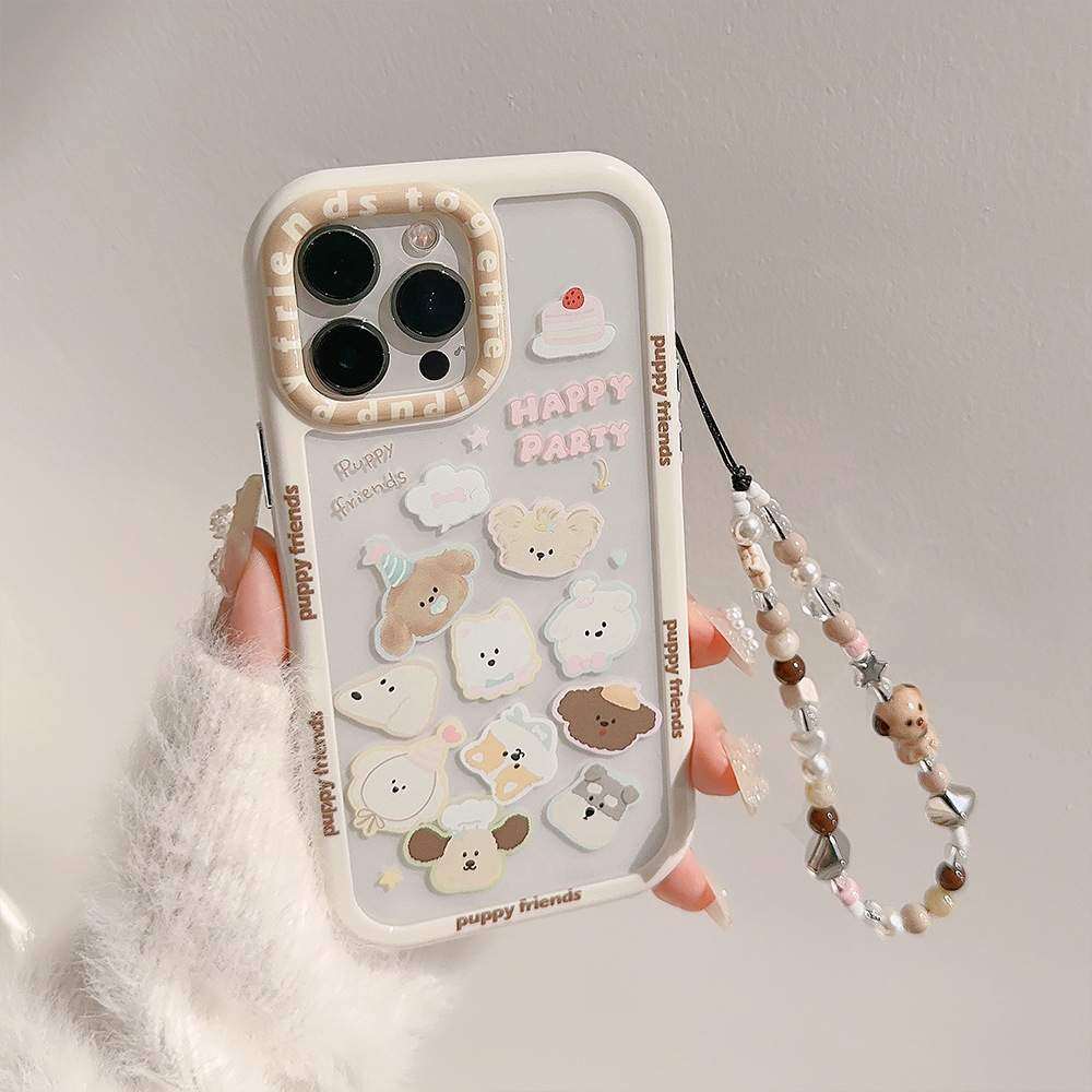 「iPhone多機種対応」可愛い犬の頭・オリジナル・iPhoneケース｜アクリル製・ハードタイプ・チェーン付き・iPhone15/14/13/12/11/X|undefined
