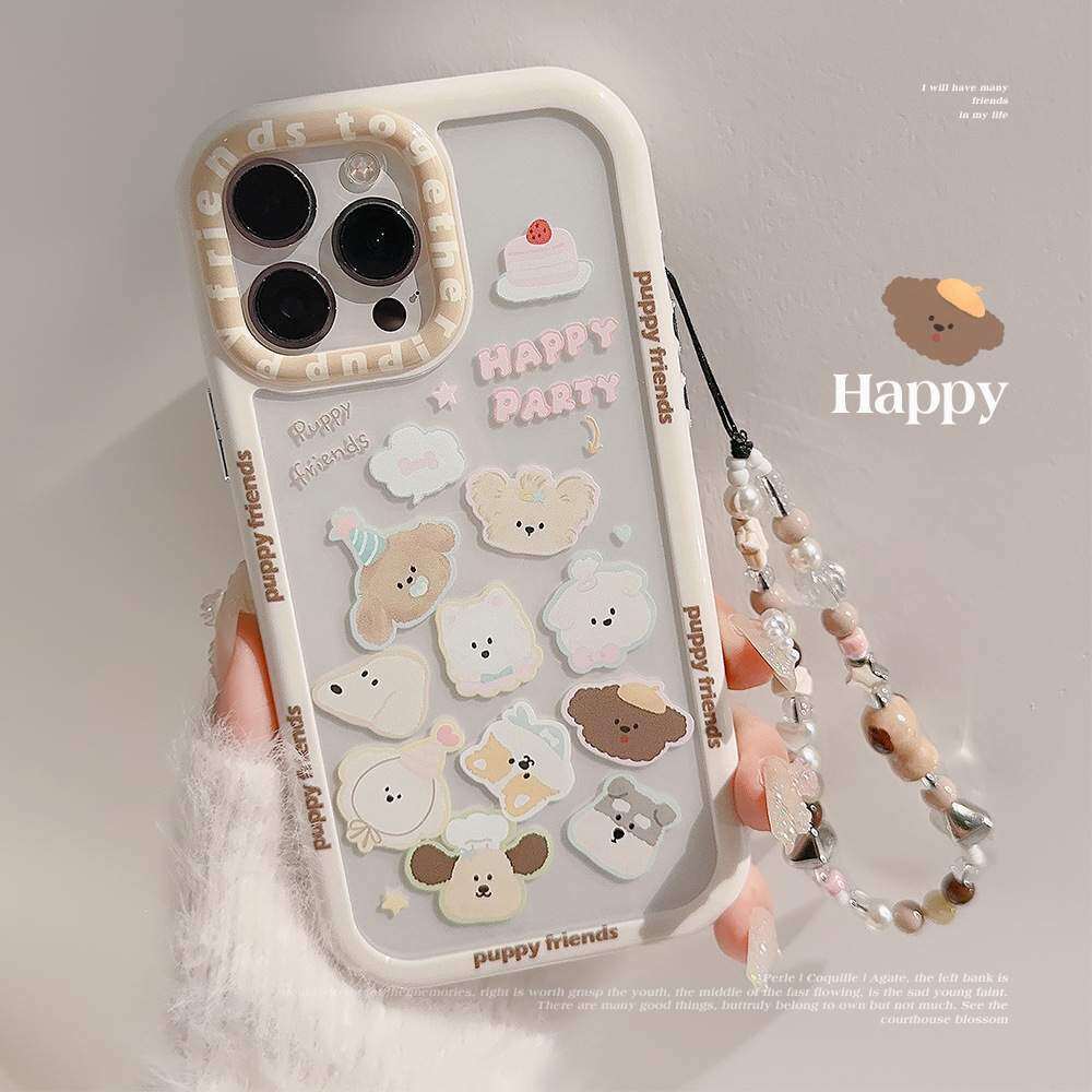 「iPhone多機種対応」可愛い犬の頭・オリジナル・iPhoneケース｜アクリル製・ハードタイプ・チェーン付き・iPhone15/14/13/12/11/X|undefined