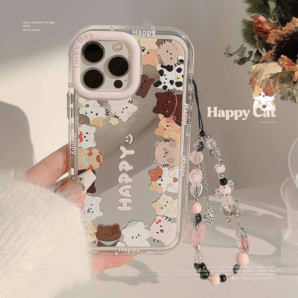 「iPhone多機種対応」 可愛な猫柄・ミラー付き・iPhone ケース｜ 韓国風・ストラップ付き・iPhone15/14/13/12/11|undefined