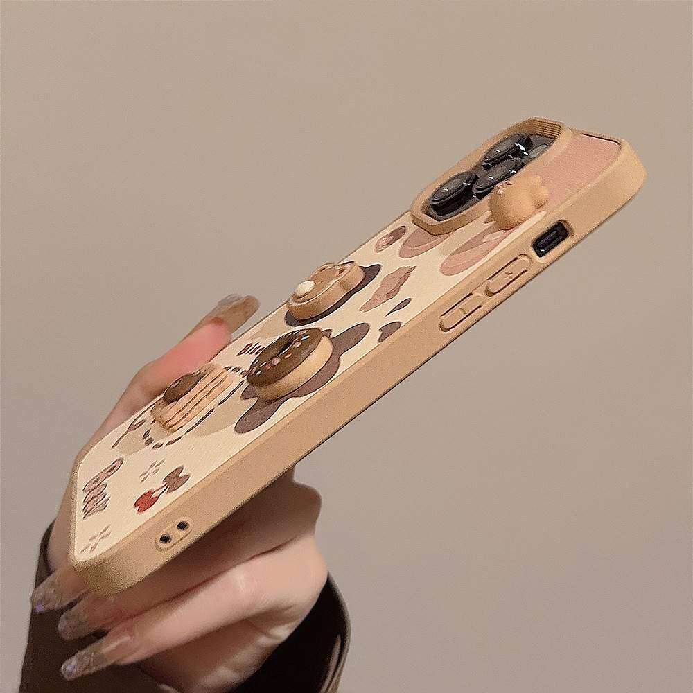 「iPhone多機種対応」立体的なクマ・リンゴ柄・iPhoneケース｜かわいい・プロマックス・ハードタイプ|undefined