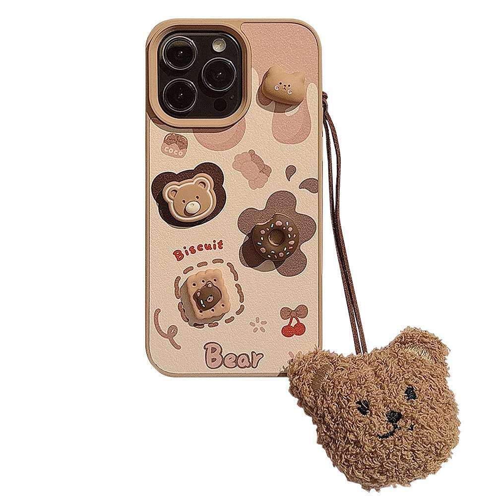 「iPhone多機種対応」立体的なクマ・リンゴ柄・iPhoneケース｜かわいい・プロマックス・ハードタイプ|undefined