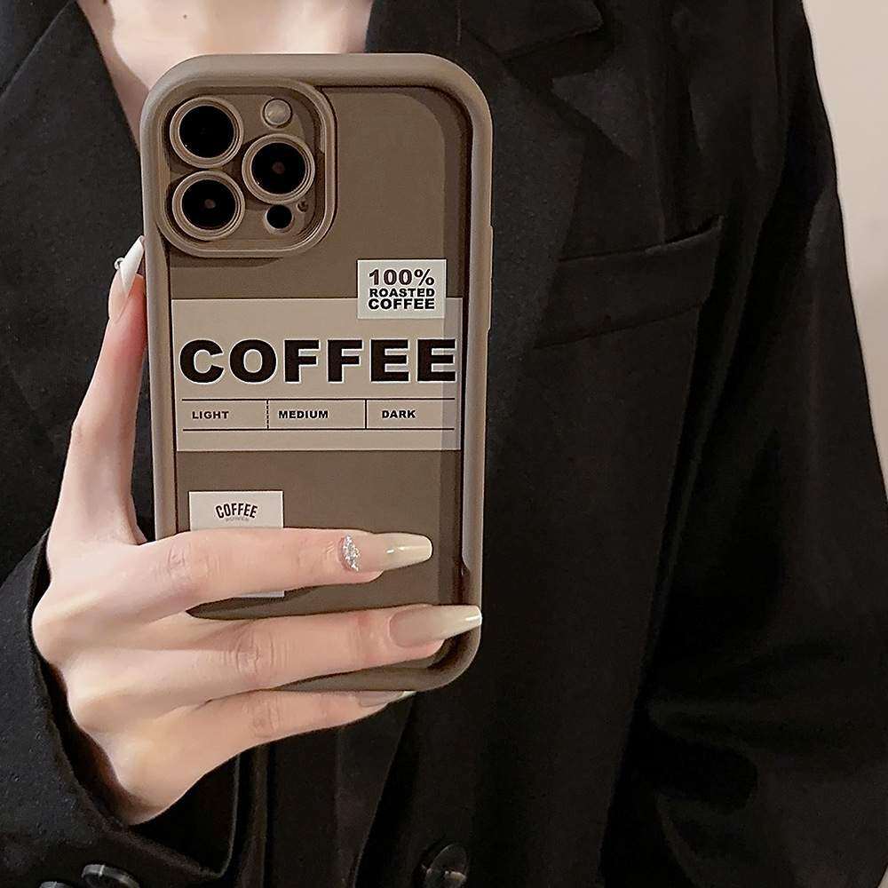 「iPhone多機種対応」 コーヒー英語ラベル・iPhoneケース｜レトロ・ストラップ|undefined