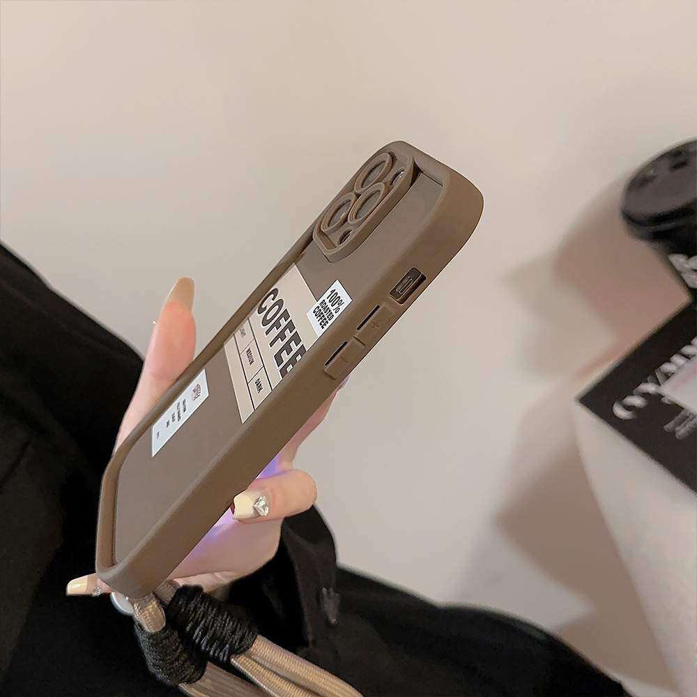 「iPhone多機種対応」 コーヒー英語ラベル・iPhoneケース｜レトロ・ストラップ|undefined