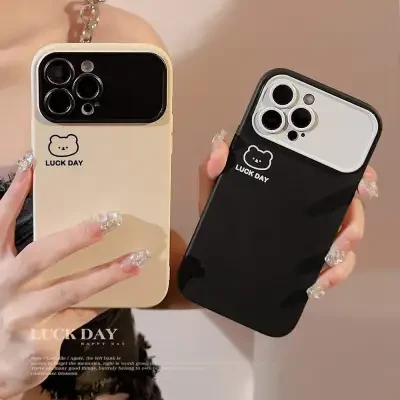 「iPhone多機種対応」 クマちゃんヘッド スマートフォンケース  |  ソフト・シンプル・簡単・カワイイ・クマちゃん・文字柄