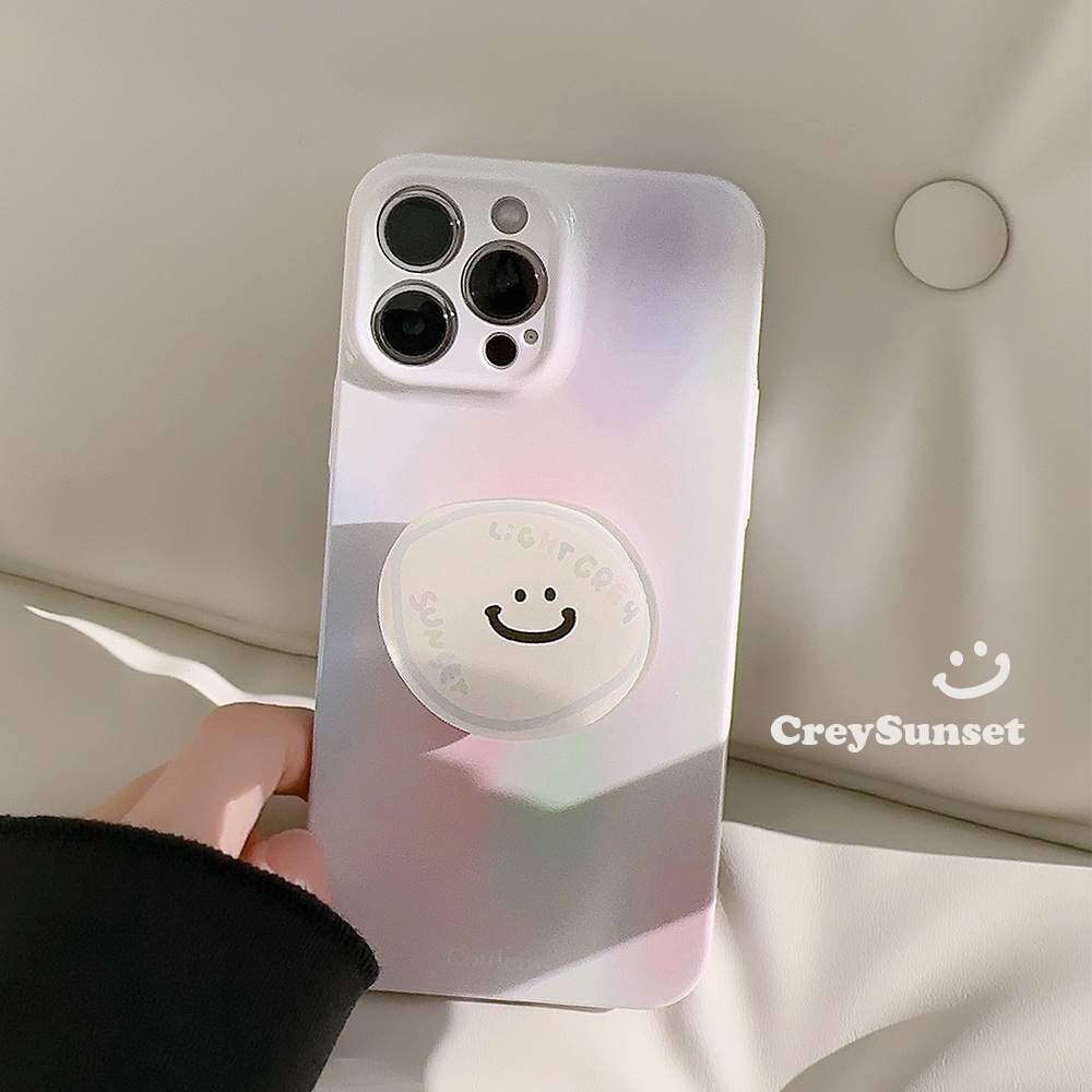 「iPhone多機種対応」スマイルステント付き スマートフォンケース  |　プラスチック・ステント付き・スマイル・マカロン色・静かに|undefined