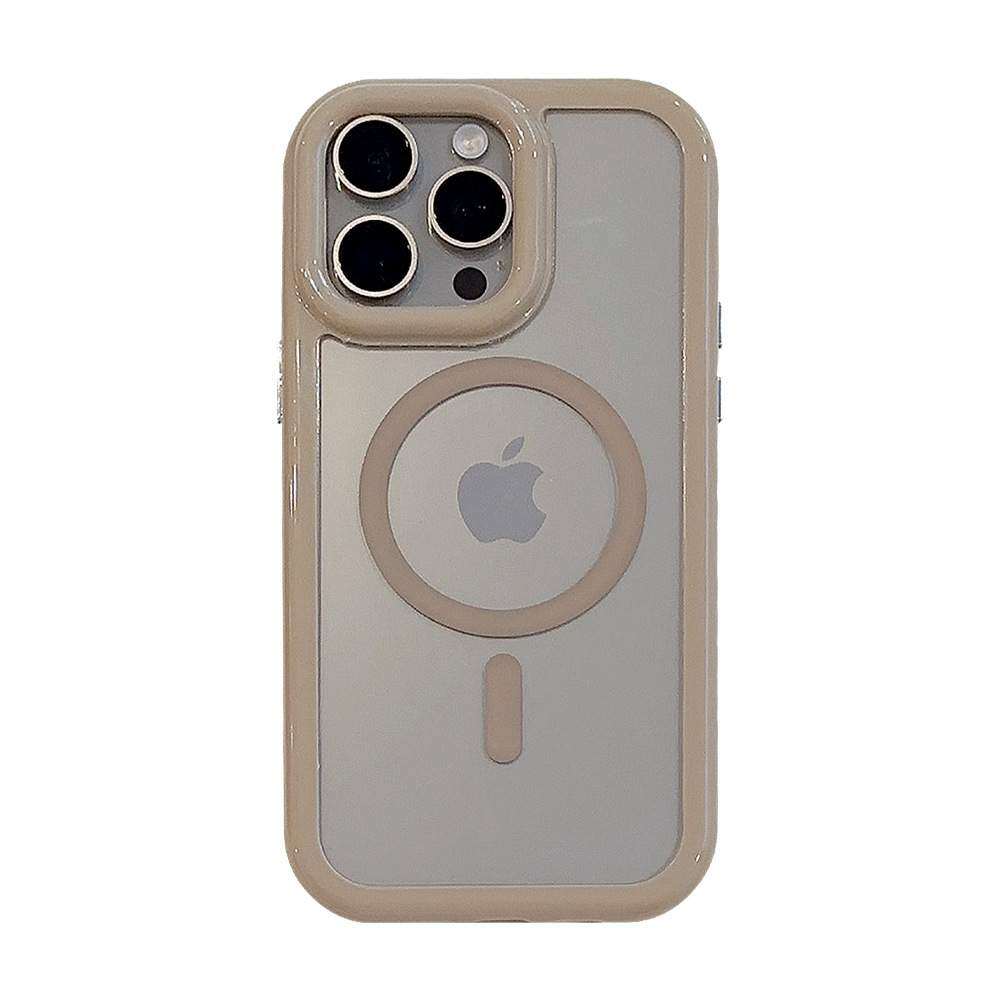 「iPhone多機種対応」Magsafe対応 バンパー 素直 スマホケース ｜ クリーム色・アクリル・ハードタイプ|undefined