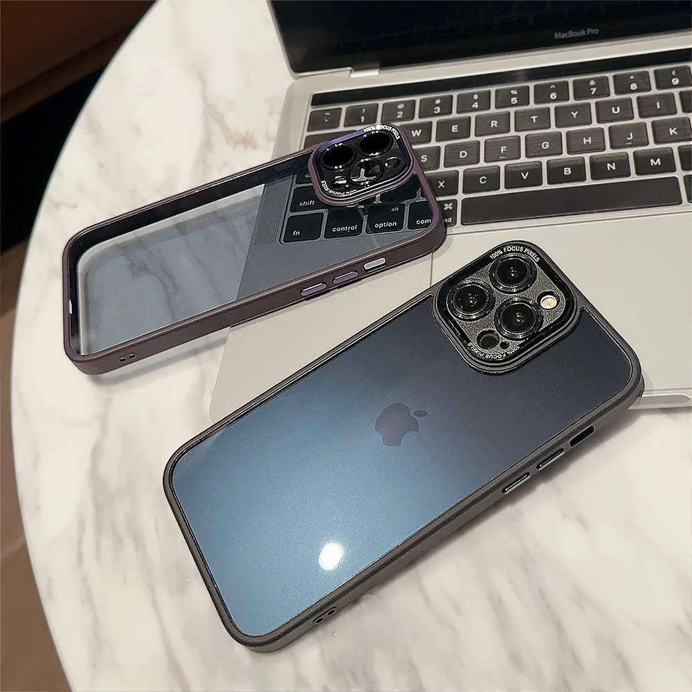 「iPhone多機種対応」高級感ある金属レンズ保護｜素直・バンパー・防衝撃・透明・スマホケース・ハード・アクリル|undefined