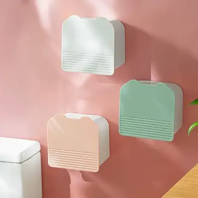 壁掛け式収納ボックス｜化粧小物/綿棒/生理用ナプキン収納・片手で開閉・洗面台/キッチン/化粧室など