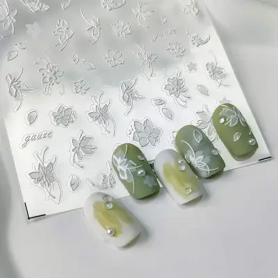 TENSOR NAIL ネイルシール｜花柄・ホワイト・エレガント・透明感・ネイルアート・ネイルチップ・マット・綺麗・シール