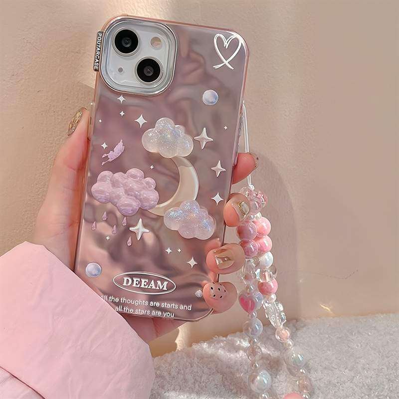 iPhoneスマホケース｜月と星・美しい・立体・シルバー・キラキラ・メッキ加工|undefined