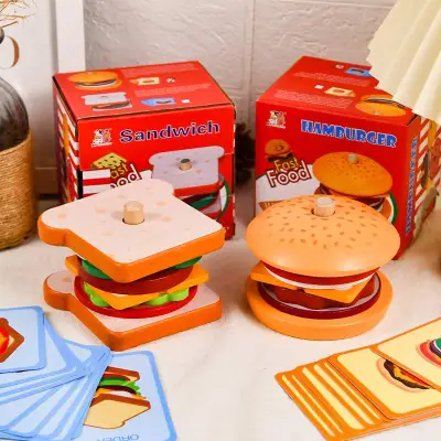 おままごとおもちゃ｜ハンバーガー・ポテト・サンドイッチ・木製・ごっこ遊び・子供用