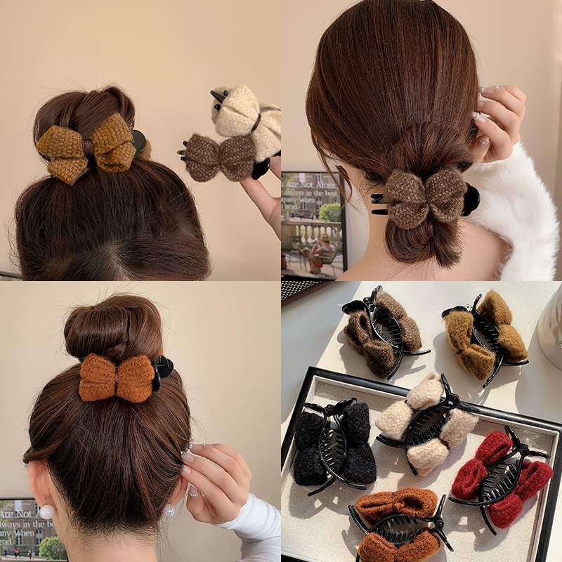 ヘアクリップ｜蝶結び・レディース・アップスタイル・可愛い・髪留め・丸いお団子ヘア|undefined
