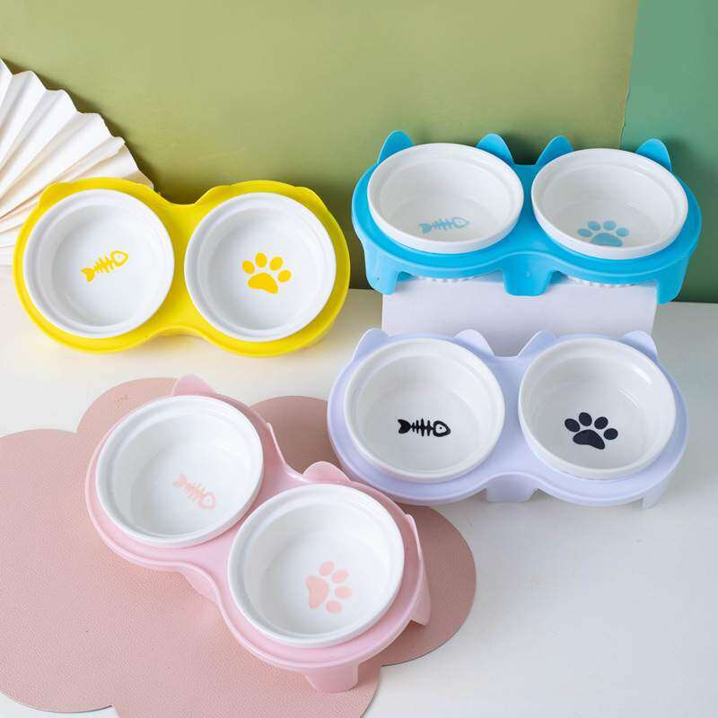 猫用食器｜セラム製・15°斜口・猫の首を守る・ペットボウル・取り外し・ダブルボウルデザイン|undefined
