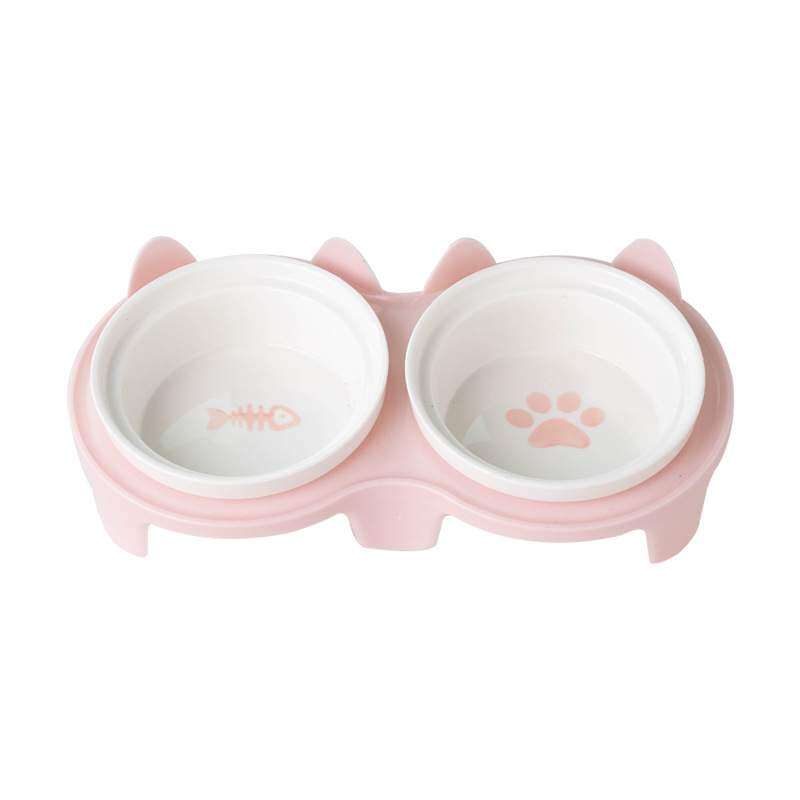 猫用食器｜セラム製・15°斜口・猫の首を守る・ペットボウル・取り外し・ダブルボウルデザイン|undefined