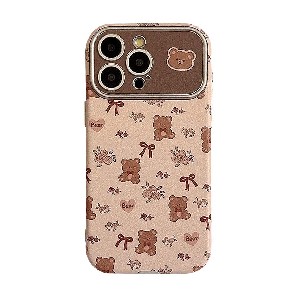 かわいいクマと花柄のiPhoneケース｜上質なレザー質感・清新なデザイン。|undefined