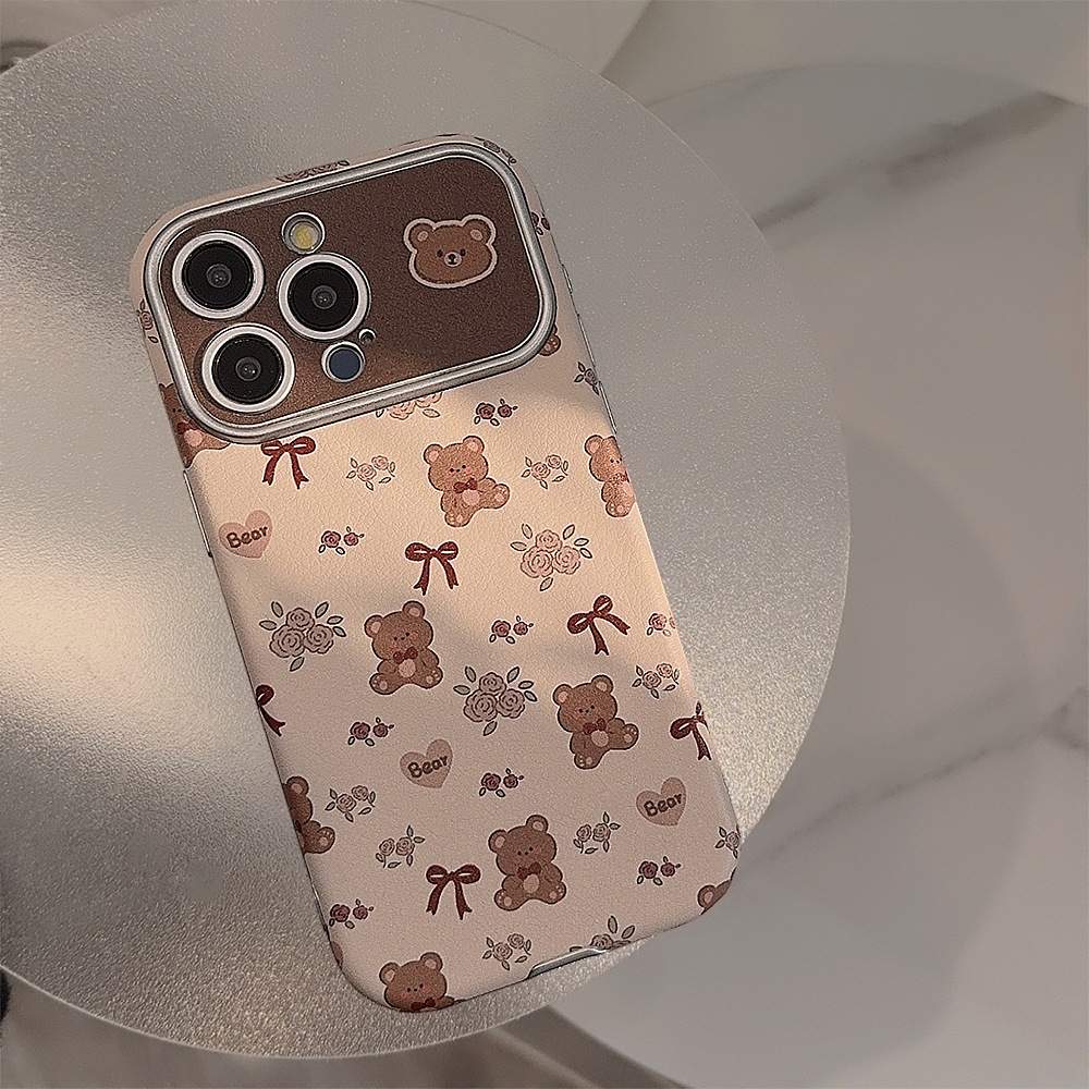 かわいいクマと花柄のiPhoneケース｜上質なレザー質感・清新なデザイン。|undefined