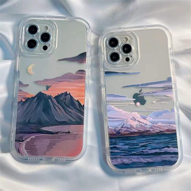 夕日・山・海の奏えiPhoneケース｜クリア・ソフトタイプ・雪山　iPhone15/iPhone14/iPhone13/iPhone12|undefined