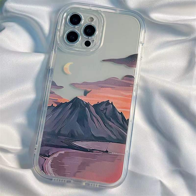 夕日・山・海の奏えiPhoneケース｜クリア・ソフトタイプ・雪山　iPhone15/iPhone14/iPhone13/iPhone12|undefined