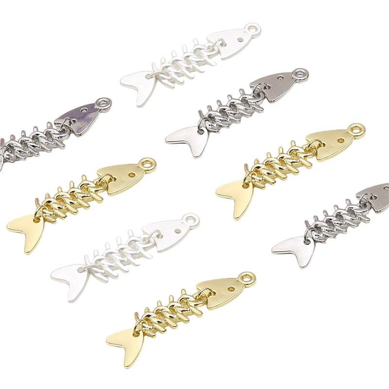 魚の骨チャーム｜【2個】合金・48*12mm・穴2㎜・デコパーツ・ハンドメイド|undefined