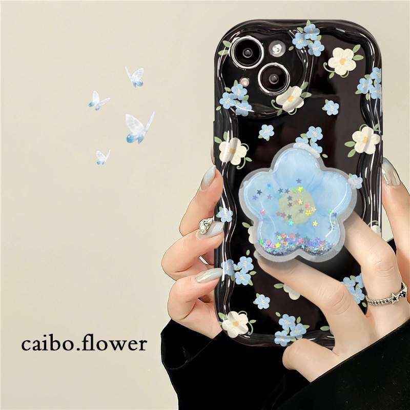 【スマホグリップ付き】小花柄スタンド・iPhoneケース｜シリコン製・耐衝撃・iPhone 15/14/13/12/11|undefined